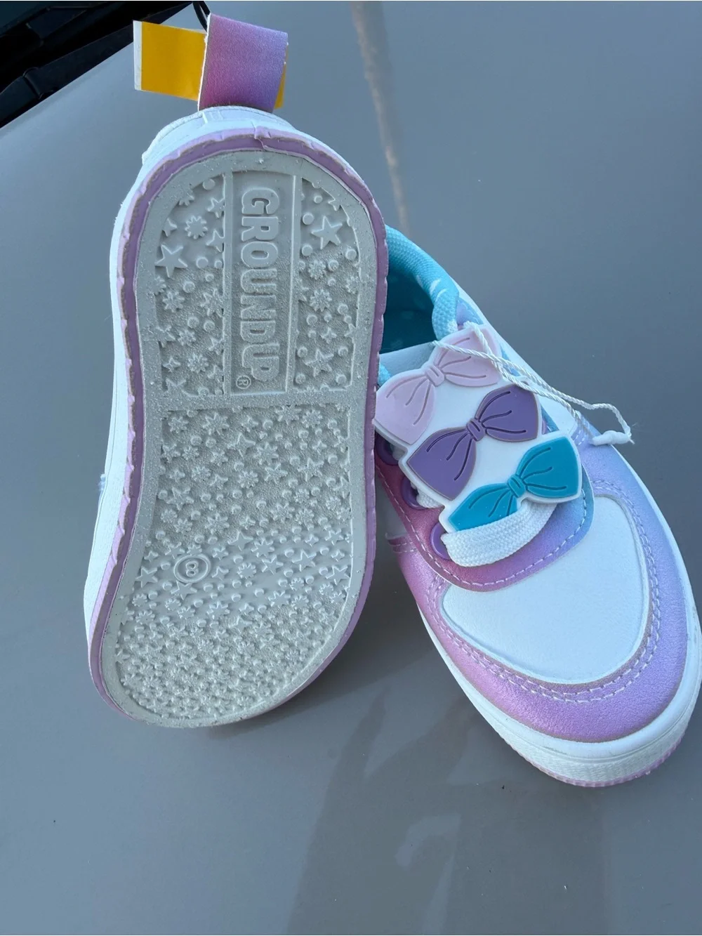 Kids Pastel Bow Accent Sneakers - White, Pink, Purple, Teal